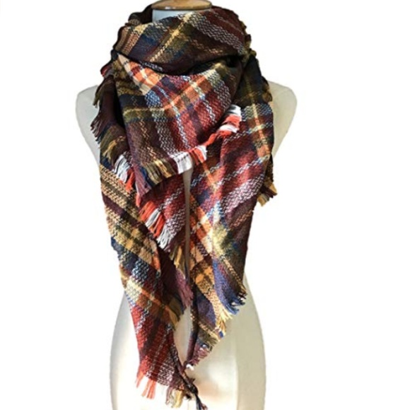 C.C. Boutique Accessories - ONE LEFT!! Fringed Tartan Blanket Scarf Wrap